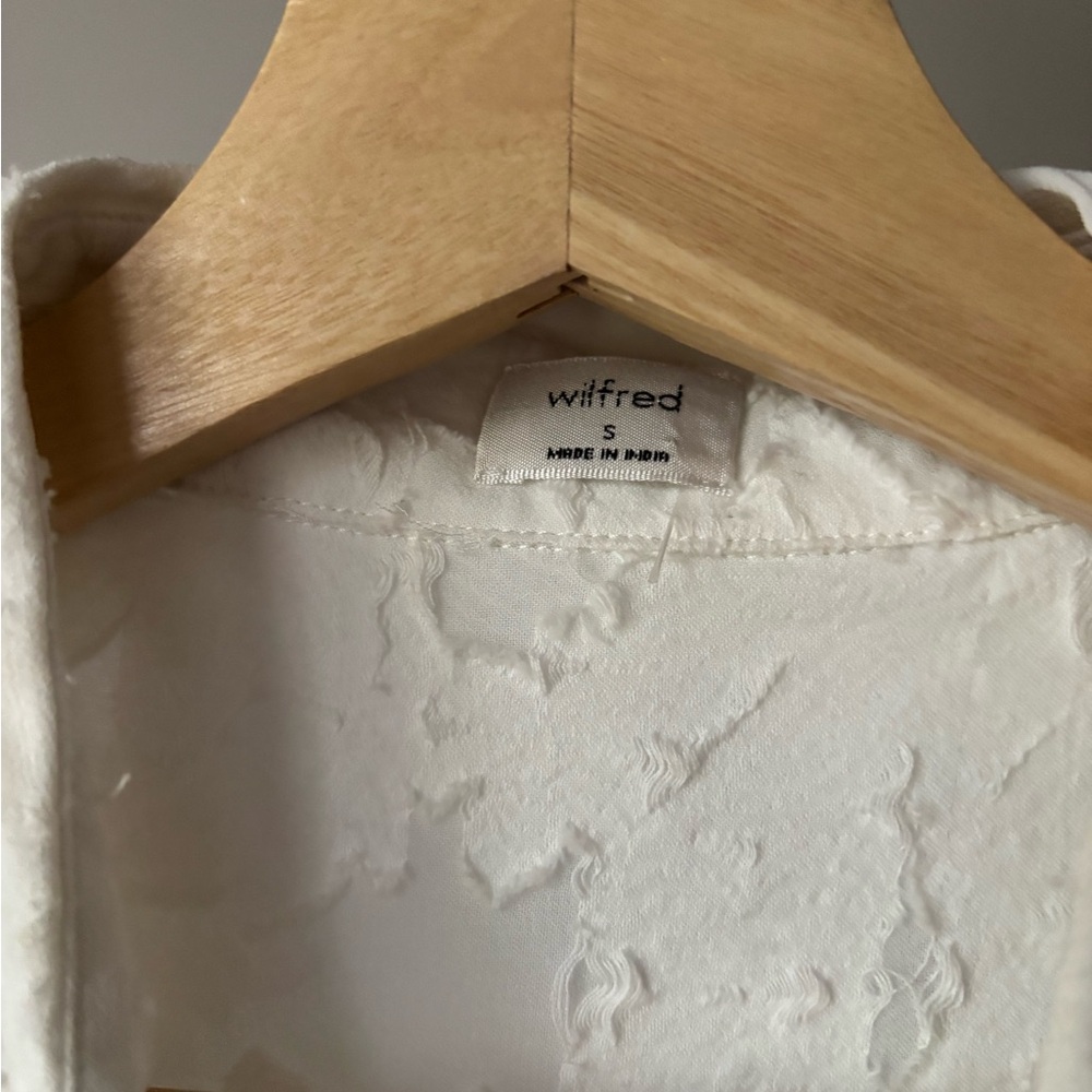 Wilfred Flowy White Textured Floral Shirt Dress - Picture 4 of 5